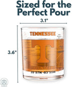 Greenline Goods – University of Tennessee Volunteers College Whiskey Glasses (Set of 2), 10 oz – Full-Color Logo + Campus Map
