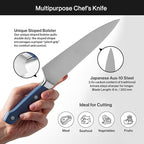 Misen 8" Chef Knife – High Carbon Japanese AUS-10 Stainless Steel – Hybrid German & Japanese Blade – Precision Kitchen Knife for Professionals & Home Cooks – Ultimate Cutting Performance - Blue
