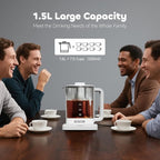 Electric Tea Kettle with Infuser, 1.5L Glass Water Boiler with Temperature Control, 24H Keep Warm & Auto Shut-Off, White