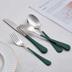 20-Piece Green Silverware Set 18/0 Stainless Steel Flatware Green Handle Cutlery Set Service for 4 Dinner Knives Forks Spoons Set Mirror Finish Dishwasher Safe