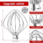 Whisk Attachments for KitchenAid 4.5/5Quart Mixer, Titl-head Stand Kitchen aid Mixer Accessories, Upgrade 6 wire Whole Stainless Steel Whisk parts Dishwasher Safe not Tarnish