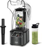 CRANDDI Quiet Commercial Blender with Soundproof Shield, 2200 Watt Professional Blenders for Kitchen with 80oz Pitcher and Self-Cleaning, High-Speed Blenders K90 Grey