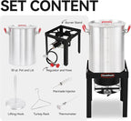 CreoleFeast Aluminum 30 Qt. Turkey Fryer Pot Set, 50,000 BTU Propane Turkey Fryer Burner for Outdoor Cooking, TFS3000L