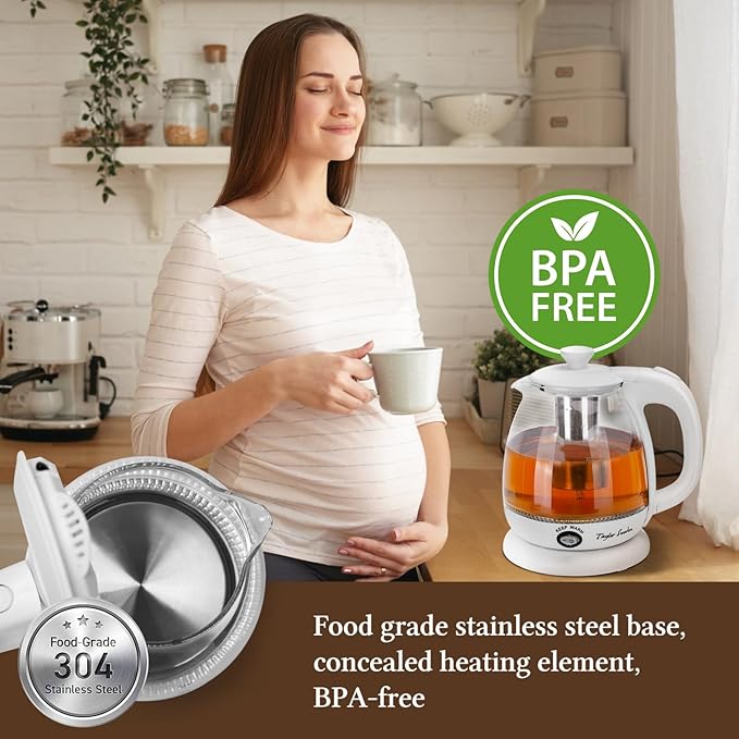 Taylor Swoden Electric Kettle with Tea Infuser, 1L Small Electric Tea Kettle with Keep Warm, LED Light Hot Water Boiler & Heater for Coffee & Tea, Auto Shut-Off & Boil Dry Protection, BPA Free, White