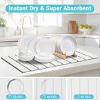 2Pack Stone Dish Drying Mats for Kitchen Counter, Quick Dry Absorbent Diatomite Sink Tray, Foldable Non Slip Dish Rack Mat for Dishes Cups, Perfect for Kitchen Bathroom White (23"x15.3" & 8.2"x4")