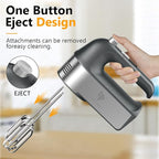 Hand Mixer Electric, 450W Kitchen Mixers with Scale Cup Storage Case, Turbo Boost/Self-Control Speed + 5 Speed + Eject Button + 5 Stainless Steel Accessories, For Easy Whipping Dough,Cream, Cake
