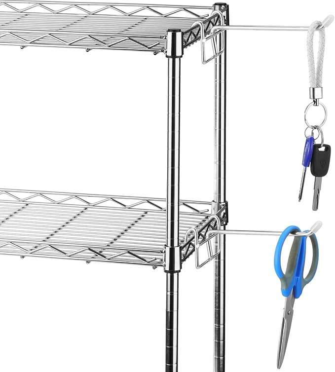 8 Pcs Accessory Hooks for Wire Shelving with Rubber Cover Heavy Duty Metal Hooks for Hanging Kitchen Utensils Wire Shelf Accessories Room Organization (Silver)