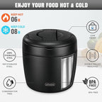 Thermo Food Jar for Hot Food Adults 32OZ Soup Thermo Lunch Containers Wide Mouth Vacuum Insulated Stainless Steel Leakproof Bento Box with Spoon (Black)