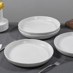 Ceramic Dinner Plates Set of 4-10 inch Stoneware Plates Set - Microwave&Dishwasher&Oven Safe, Porcelaine Dinnerware Dish Set for Kitchen Serving,Scratch Resistant - White(Grey Bottom)