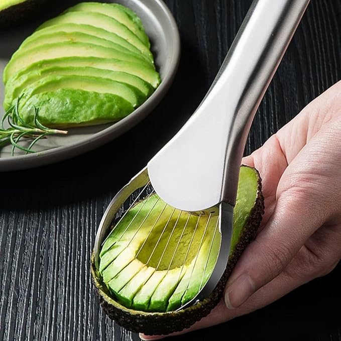 3-in-1 Avocado Slicer Tool, Emptycolor Stainless Steel Avocado Cutter, Pitter & Peeler, Multi-Function Avocado Tool for Slicing, Scooping, and Pit Removal, Kitchen Gadget with Green Plastic Handle