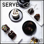 Vikko Dessert Plate, Set of 4 Elegant Dessert Plates with Rim, Black, Porcelain, Stackable 6 Inch Dessert Plates, Dishwasher Safe