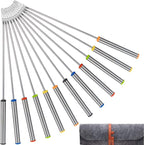 12 Pcs 9.5 Inch Stainless Steel Fondue Forks with Heat Resistant Handle Fondue Sticks for Cheese Pot Chocolate Roast Marshmallows Meat