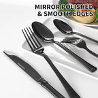 20-Piece Black Silverware Set,Service for 4,18/10 stainless steel Flatware Set,Mirror Polished Cutlery Set,Dishwasher Safe
