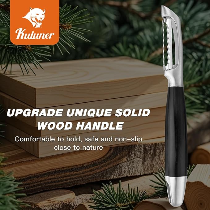 304 Stainless Steel Multi-Function Kitchen Peeler - With Solid Wood Handle, Sharp Durable Blade, Effortlessly Peels Vegetables and Fruits, Essential Kitchen Tool（ Type I）
