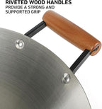 Oster Sangerfield 14-Inch Stainless Steel Wok With Wood Handles, Durable Non-Stick Stir Fry Pan for Gas and Electric Stovetops