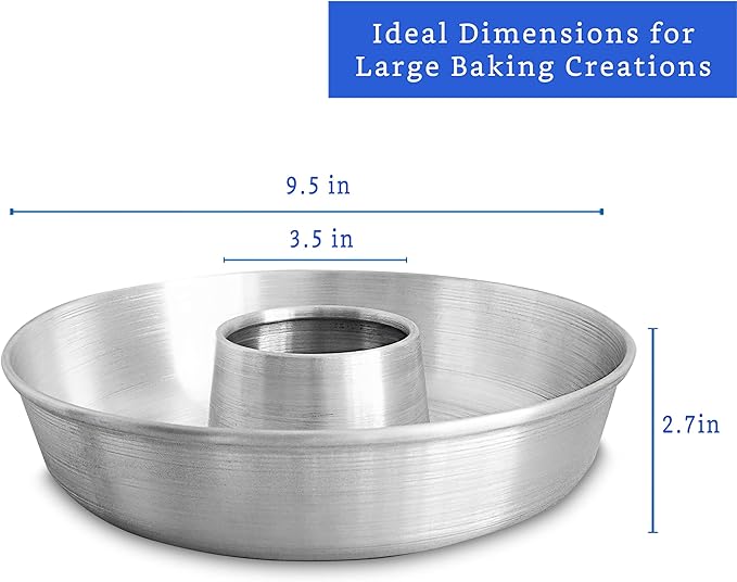 Aluminum Ring Cake Pan (9.5 in) - Ring Mold Pan - Fluted Tube Pans for Baking Pound Cake - Flan Molds for Baking - Molde para Flan - Molde para Chocoflan - Moldes para Pasteles