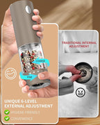 CIRCLE JOY Electric Salt and Pepper Grinder Set Automatic Salt and Pepper Grinder Set with Easy-to-Carry Charging Base and LED Light, USB Rechargeable, Upgrade External Adjustable Coarseness, Green