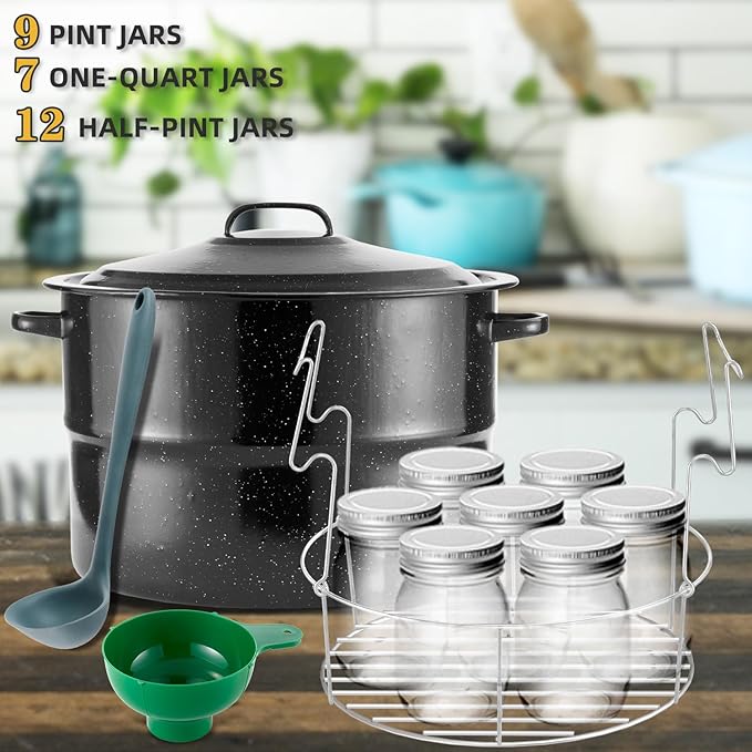 Canning Pot with Rack and Lid-Canning Kit for Beginners, 21.5 Quart Stock Pots-Canning Supplies Starter Kit for Beginners,Water Bath Canners for Canning,Food Grade Accessories Starter by JY COOKMENT