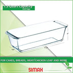 SIMAX Glassware Classic 1.5 Quart Loaf Dish, Glass Loaf Pan, Heat, Cold and Shock-Proof Borosilicate Glass, Made in Europe, Dishwasher Safe, 11” x 4.8” x 3”