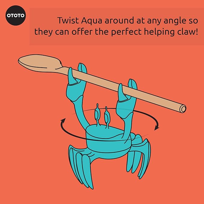OTOTO Aqua the Crab Silicone Utensil Rest - Silicone Spoon Rest for Stove Top - BPA-Free, Heat-Resistant Kitchen and Grill Utensil Holder - Non-Slip Spoon Holder Stove Organiser and Steam Releaser