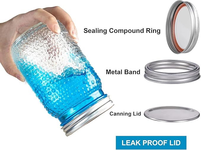 WELLIFE Mason Jars 32 oz, 4 Pack Quart Mason Jars Wide Mouth for Pickling, Canning, Fermenting and Food Storage, Microwave & Dishwasher Safe