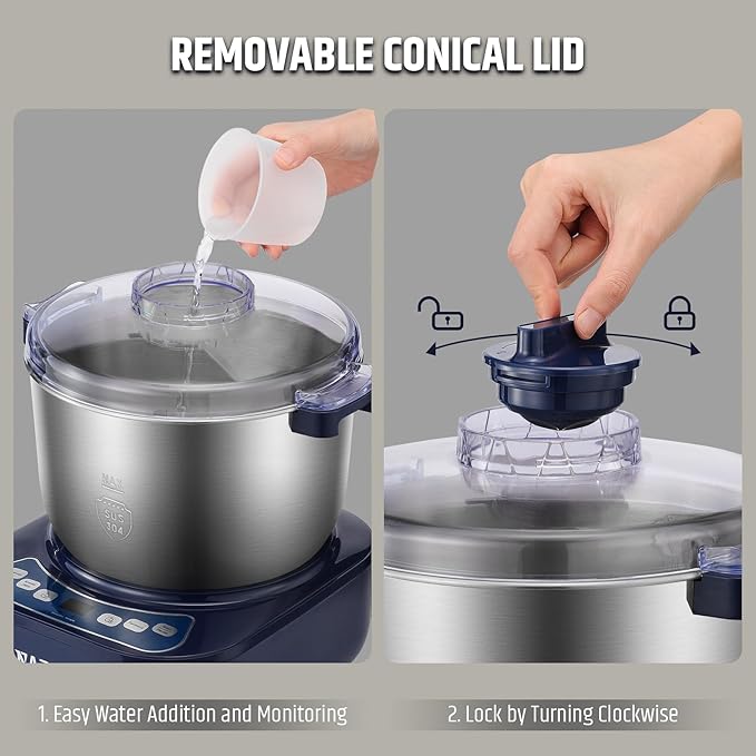 Razorri Electric Dough Maker, 5L 4.5QT Household Dough Mixer with Ferment Function, Microcomputer Timer, Stuffing Blade & Stainless Steel Bowl for Bread, Pizza, Noodles, Dumplings