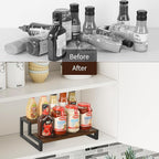 YINMIT Spice Rack Organizer for Countertop, 2 Tier Kitchen Counter Shelf, Wooden Tiered Display Stand Riser Shelf