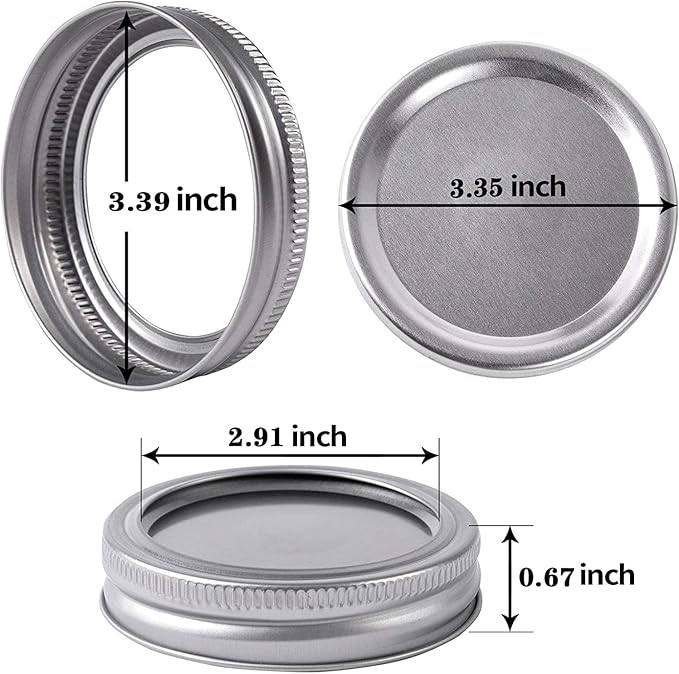 Wide Mouth Canning Lids and Rings for Ball or Kerr,Mason Jar Large Lids and Bands Set of 12
