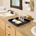 17×17 inches Oversized Black Acrylic Ottoman Tray Extra Large Decorative Tray Spill-Proof Serving Trays with Handles King-Size Safe Edge Organizer for Coffee Table Countertop Breakfast