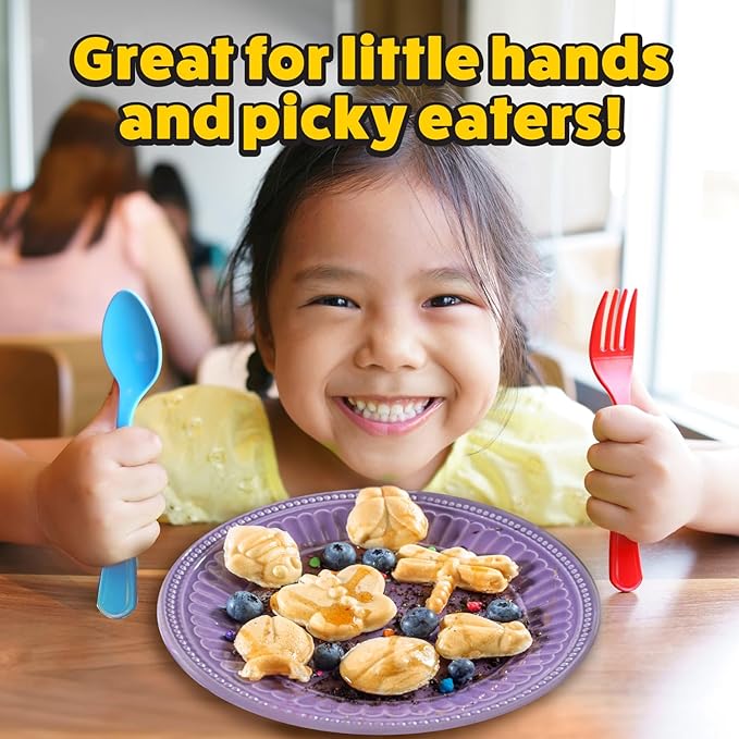 The Original Creepy Crawly Bug Waffle Maker- 7 Fun Different Insect Shaped Pancakes- Includes a Butterfly Lady Bug Bee & More- Electric Nonstick Waffler Iron, Morning Breakfast Treat or Kids Xmas Gift