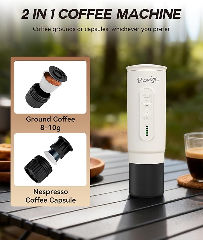 H02 PRO Portable Electric Espresso Maker, Christmas Gift Coffee Machine Compatible with NS Capsule Original Pods & Ground Coffee, Mini Travel Espresso maker for Camping, Hiking, RV