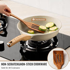 10 Pcs Wooden Spoons for Cooking, Natural Teak Wooden Kitchen Utensils Set, Durable Cooking Utensils Set with Comfort Grip for Cookware, Smooth Finish&NonStick& Heat Resistant Wooden Spatula
