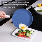MsMk Blue 8" + 9.5" + 11" Ceramic Non Stick Frying Pans Sets, PFOA Free Non-Toxic, Scratch-resistant, Oven-Safe, Induction Ready, Compatible with All Cooktops
