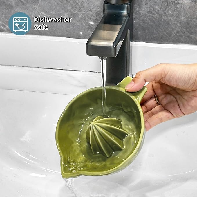 Ceramic Lemon Juicer Reamer Manual Citrus Lime Hand Squeezer Bowl with Handle and Pour Spout, Handheld, Easy to Use and Clean
