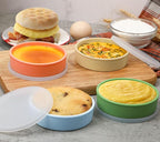 Webake 4 Inch Silicone Air Fryer Egg Molds with Lids, 4 oz Creme Brulee Dishes Shallow Ramekins, Food Storage, Microwave Egg Poacher, Set of 4