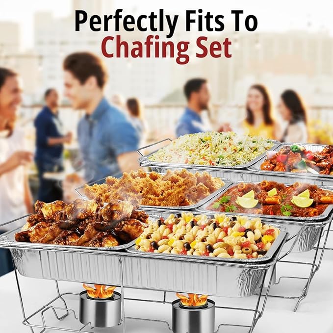 COMFICOVE Full Size Aluminum Foil Pans (20 Pack) — Heavy Duty Deep Steam Table Trays for Buffet, Catering, Baking, Roasting, Cooking BBQ Grilling, Baking Pan Trays