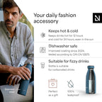 LARS NYSØM Stainless Steel Insulated Water Bottle 12oz 17oz 25oz 34oz 51oz | Insulated Thermo Flask for Hot and Cold Beverages | Leakproof Drinking Bottle (Calypso Blue, 11.9oz)