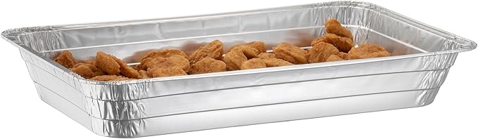 Full Size Deep Steam Aluminum Table Pans - Disposable to go Foil Pans for Chafing, Baking, Storing and Catering Containers (21” x 13” x 3”) (10, With Lids)