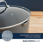 Rachael Ray 80090 Professional Hard Anodized Nonstick Cookware Oval Pasta Pot/Braiser, 8 Quart - Gray