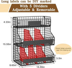 keomaisyto Egg Holder Countertop with 5 Dividers & DIY Nameplate to Separate Eggs, 3 Tier Stackable Wire Storage Baskets for Gathering Fresh Eggs, XXL Large Egg Rack, Wall-Mounted (Patent Pending)