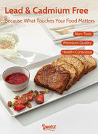 Sweese White Serving Platters, Porcelain Serving Trays for Parties, Large Rectangular Plates - 15.5 Inch, Set of 4