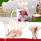360 Pcs Christmas Snowflake Wooden Coffee Stirrer Disposable Wooden Cocktail Drink Stirrers Winter Christmas Stir Sticks Beverage Mixer for Coffee Milk Cocktail Tea Hot Drinks Party Supplies