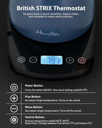 Harriet Gooseneck Electric Kettle - 1200W Fast Heat, 0.8L Stainless Steel, Precision Temp Control & Timer, Wood Handle, Pour Over Coffee and Tea, Blue