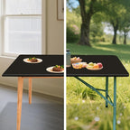 SereneGrace Elastic Card Table Cover, Windproof Tablecloth 34x34 Inch Reusable Spandex Fitted Stretch Square Folding Table Cloth for Board Games, Dining Room, Puzzle Solving, Camping, Black