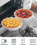 Ceramic Mini Pie Pans, 6.5 Inch Individual Small Pie Pans, 12 Oz Pie Dish Ramekins for Baking Chicken Pot Pie, Quiches, Fruit Pies, Set of 6, White