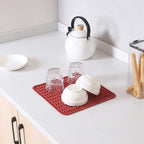 Silicone Dish Drying Mat for Multiple Usage,Easy clean,Eco-friendly,Heat-resistant Silicone Mat for Kitchen Counter or Sink,Refrigerator or Drawer liner Red M 12 inches x 12 inches
