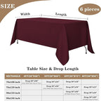 Fitable Burgundy Rectangle Table Clothes, 6 Pack - 90 x 156 Inch - Reusable and Washable Tablecloths, Polyester Fabric Table Covers for Wedding, Party, Banquet, Formal Events