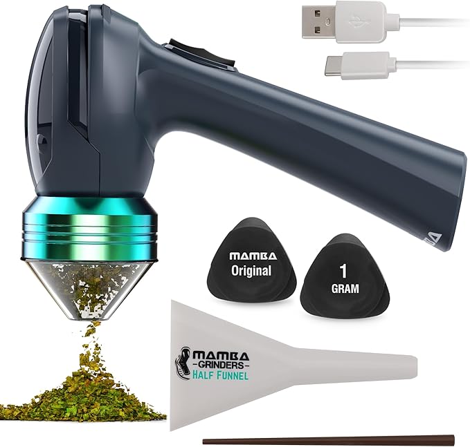 Mamba Original 1g Gray USB Electric Herb Grinder. Small Portable Metal Herbal Grinder Machine & Spice Mill for the Kitchen