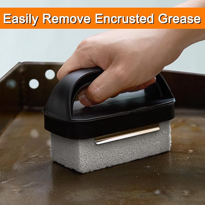 Griddle Cleaning Kit for Blackstone, 26 Pieces Flat Top Grill Accessories Cleaner Tool Set - 1 Scraper, 3 Cleaning Brick, 20 Scouring Pads, and 2 Handles, Easy Cleaning on Hot or Cold Surfaces