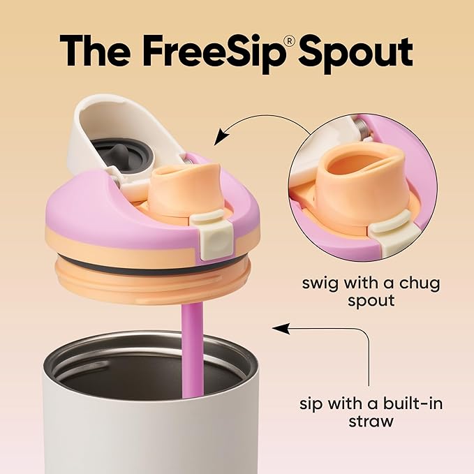 Owala FreeSip Tumbler Insulated Stainless Steel Water Bottle with Built-in Straw and Side Handle, For Travel, Work, School, and Sports, 40oz, BPA Free, Leak Proof, Daybreak